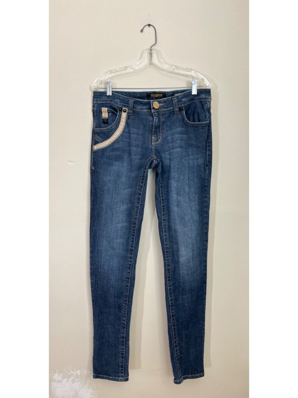 Rocawear Womens Size 9 Hannah Skinny Leg Blue Denim Jeans Dark Wash Low Rise